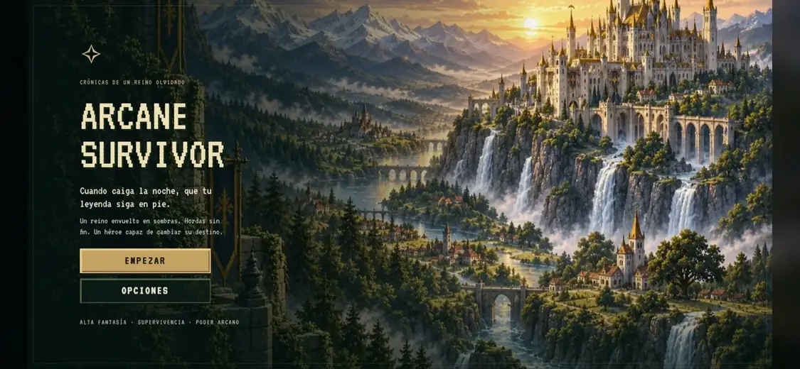 Pantalla de portada de Arcane Survivor: Magia RPG