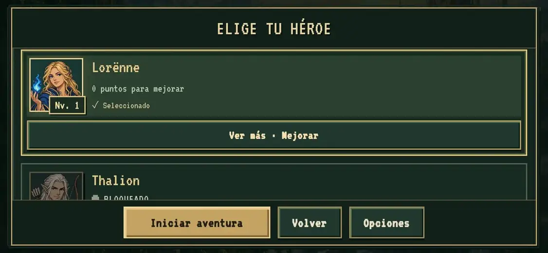 Héroes jugables de Arcane Survivor en la versión web